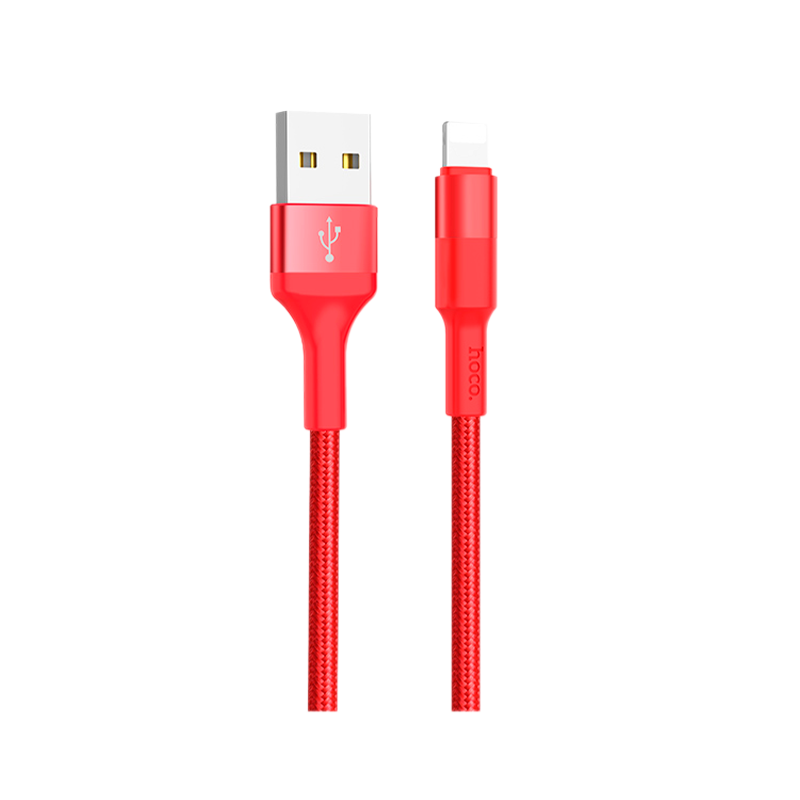 Кабель HOCO X26 USB (m)-Lightning (m) 1.0м 2.0A нейлон красный (1/30/300)