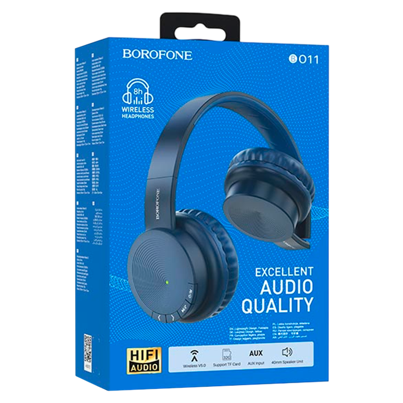 Наушники полноразмерные Borofone BO11 bluetooth 5.0 с микр. синий (1/24)