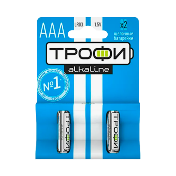 Батарейка Трофи LR03 AAA BL2 Alkaline 1.5V (2/40/480/23040)