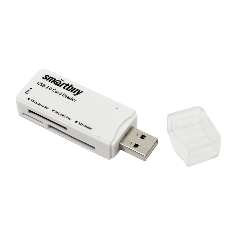 Картридер Smartbuy 749 USB2.0 SD/microSD/MS/M2 белый (1/20)