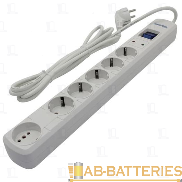 Сетевой фильтр Smartbuy SBSP 6р.С/З 16A 3.0м белый