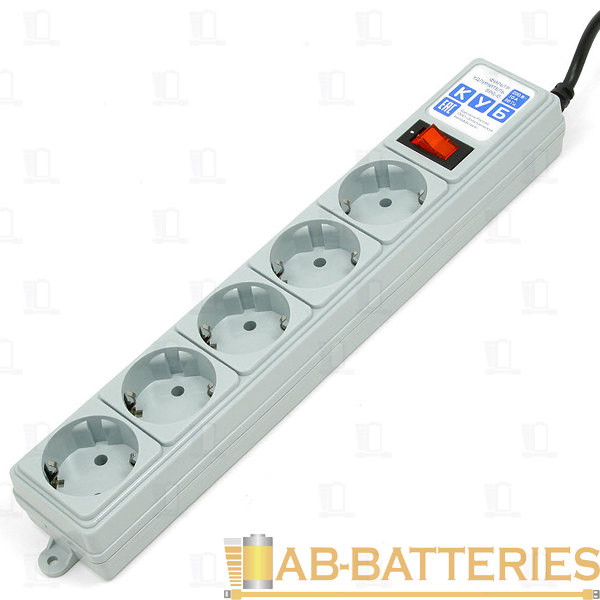 Сетевой фильтр Power Cube 5р.С/З 10A с выкл. 3.0м ПВС 3x0.75мм² серый (1/27)