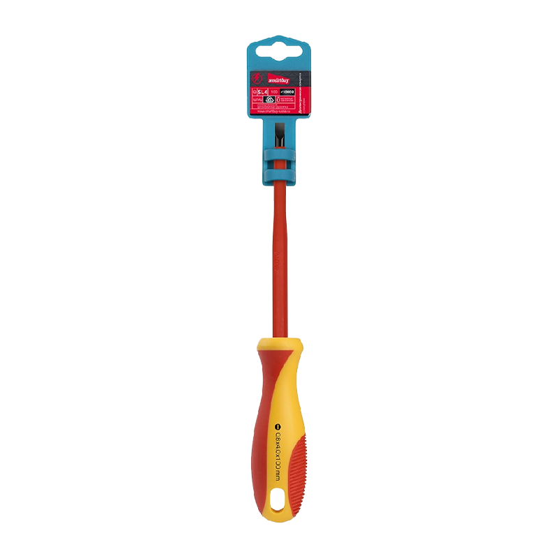 Диэлектрическая отвертка Smartbuy Tools шлицевая SL4x100, до1000В, VDE