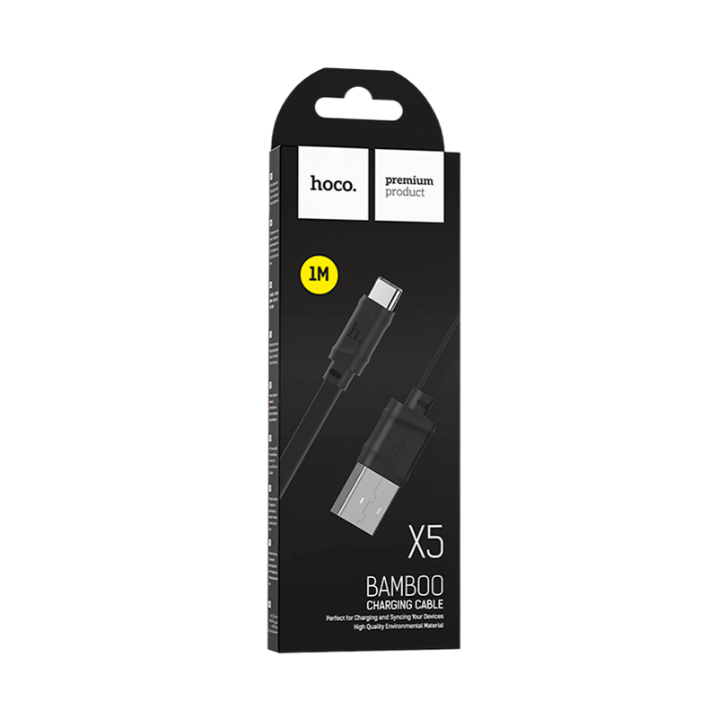 Кабель HOCO X5 USB (m)-Type-C (m) 1.0м 2.4A ПВХ черный (1/30/300)