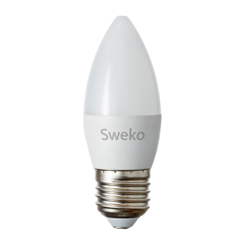 Лампа светодиодная Sweko C35 E27 7W 3000К 230V свеча (1/5/100)