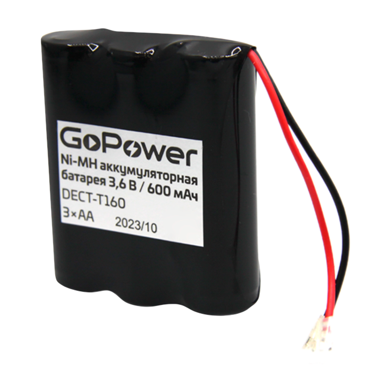 Аккумулятор для радиотелефонов GoPower T160 PC1 NI-MH 600mAh (1/15/180)