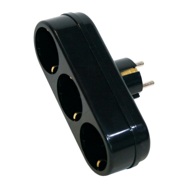 Разветвитель Toker 3L 3р.С/З в индивидуальной упаковке черный (1/40)