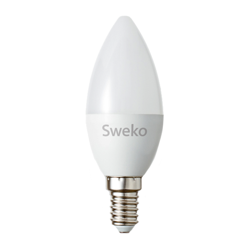 Лампа светодиодная Sweko C35 E14 7W 6500К 230V свеча (1/5/100)