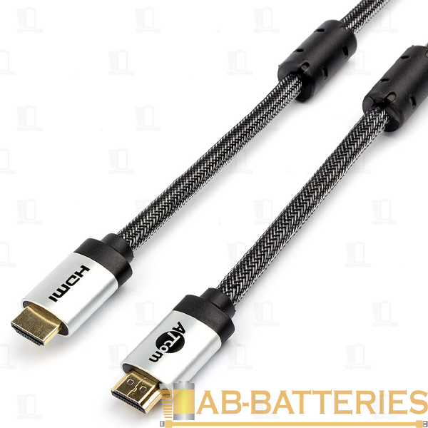 Кабель Atcom HIGH speed HDMI (m)-HDMI (m) 15.0м нейлон ver.2.0 черный серебряный в пакете (1/20)
