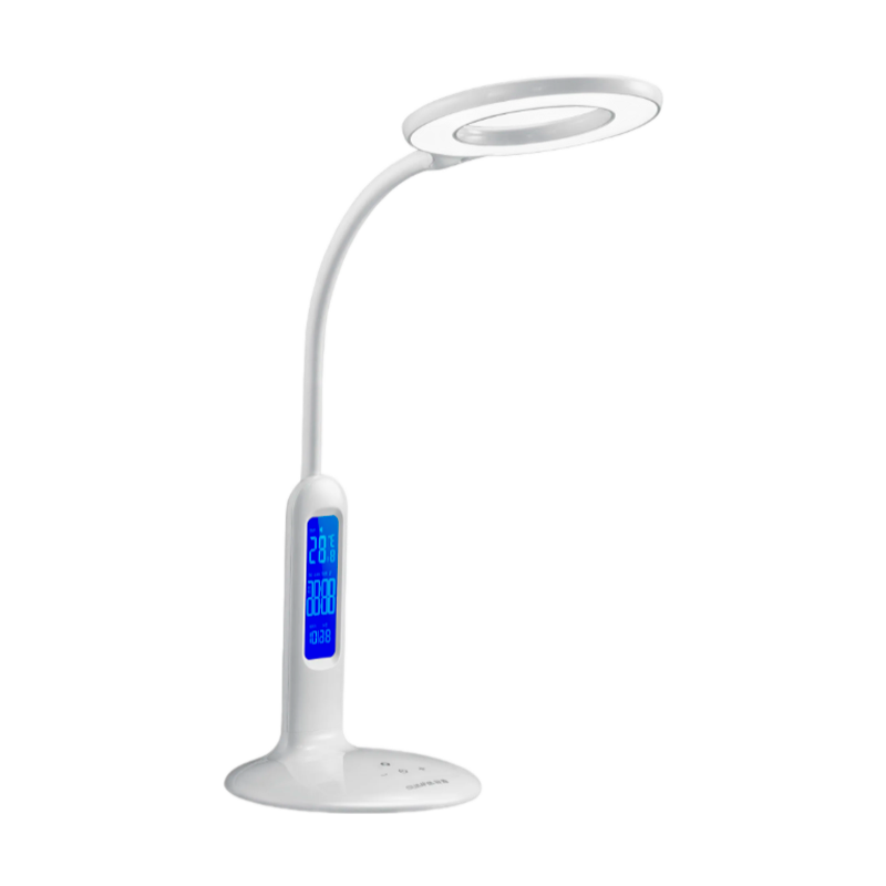 Светильник настольный Camelion KD-823 8W 230V 1LED на основании сенс. термометр белый (1/10)