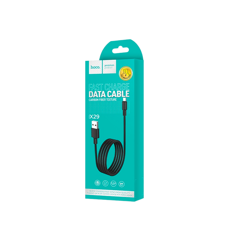Кабель HOCO X29 USB (m)-microUSB (m) 1.0м 2.0A TPE черный (1/33/330)