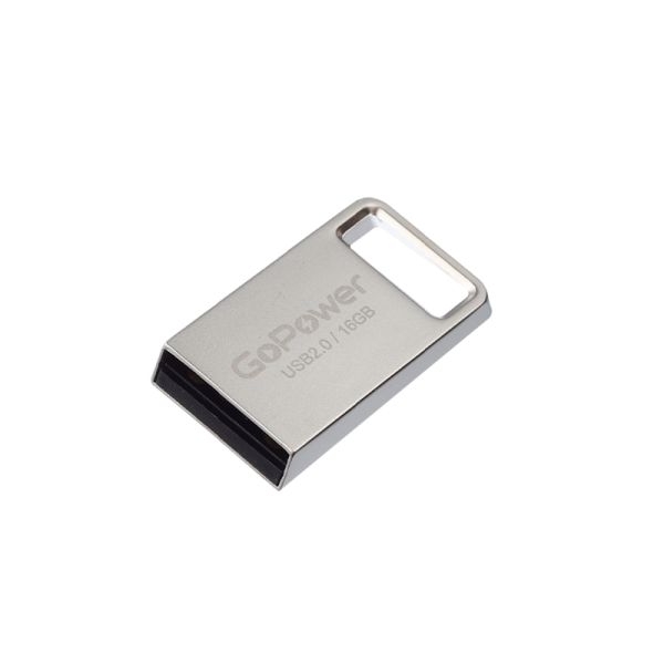 Флеш-накопитель GoPower MINI 16GB USB2.0 металл серебряный (1/50/1000)