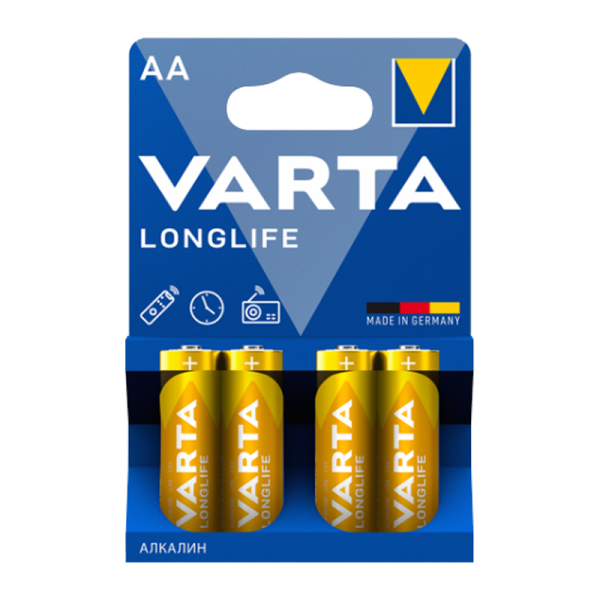 Батарейка Varta LONGLIFE LR6 AA BL4 Alkaline 1.5V (4106) (4/72)