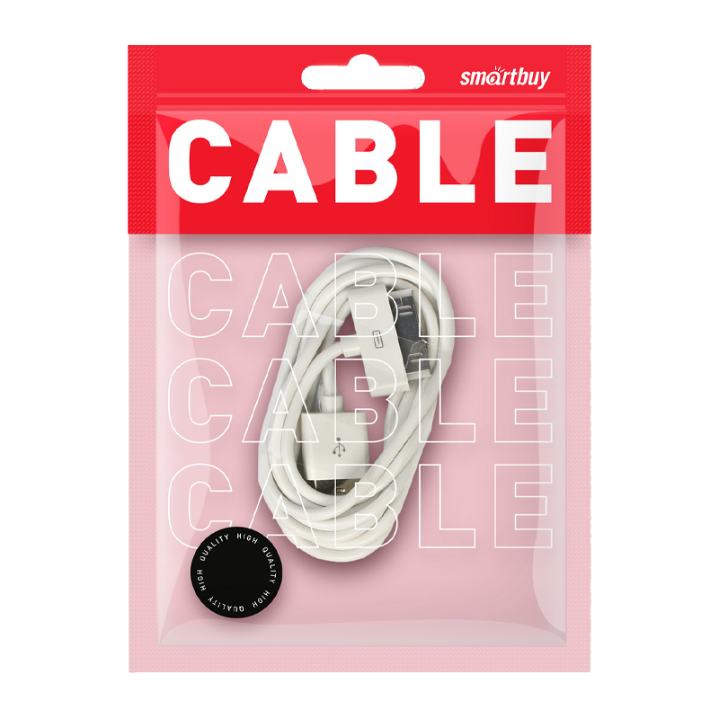 Кабель Smartbuy iK-412n USB (m)-Apple 30pin (m) 1.0м 1.0A ПВХ белый (1/500)