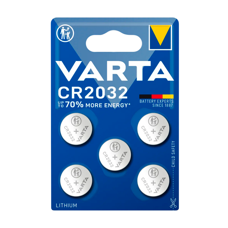 Батарейка Varta ELECTRONICS CR2032 BL5 Lithium 3V (6032) (5/50/500)