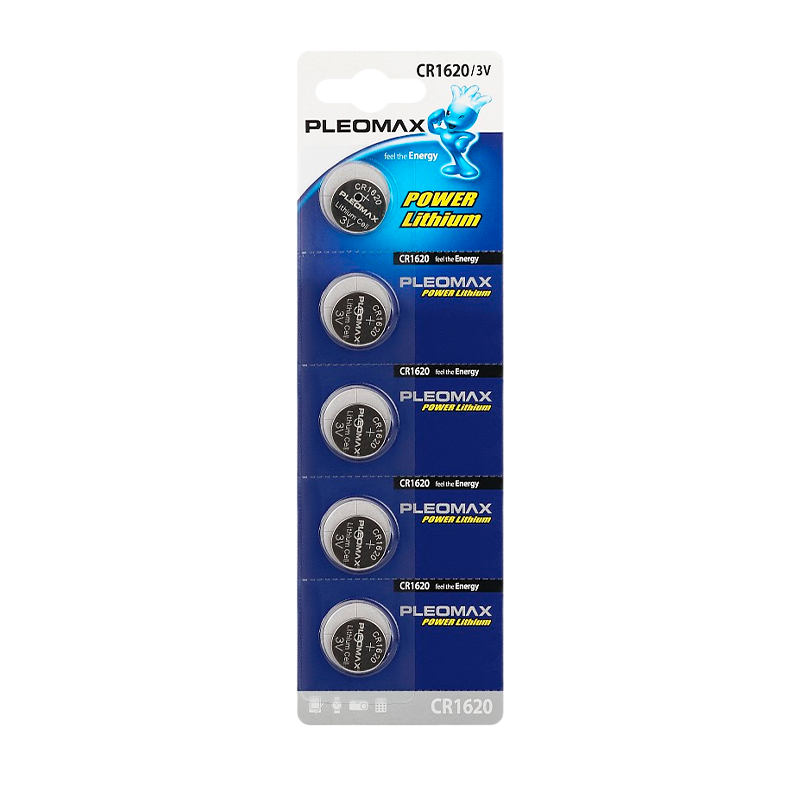 Батарейка Pleomax CR1620 BL5 Lithium 3V (5/100/2000/80000)