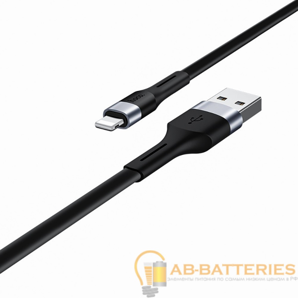 Кабель HOCO X34 USB (m)-Lightning (m) 1.0м 2.4A силикон черный (1/31/310)