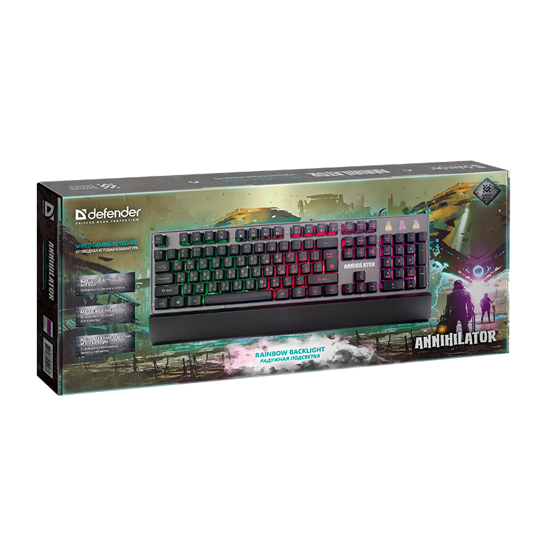 Клавиатура проводная Defender GK-013 Annihilator игровая USB 1.5м черный (1/10)
