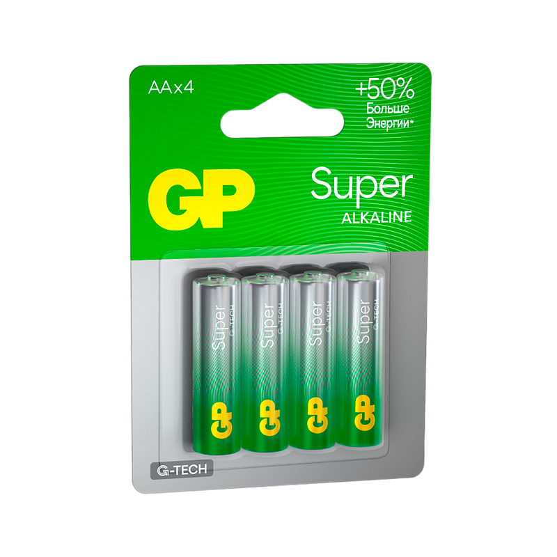 Батарейка GP Super G-Tech LR6 AA BL4 Alkaline 1.5V (4/40/320) R