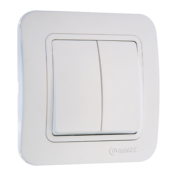 Выключатель Makel Lillium 2-клав.10A пластик белый 70003 (1/12)