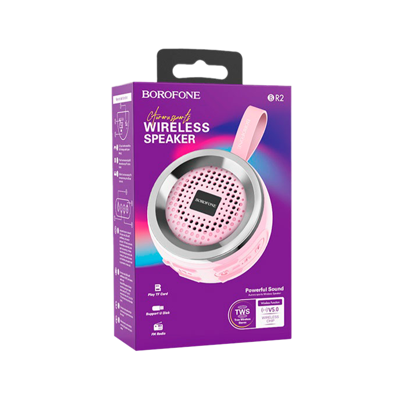 Портативная колонка Borofone BR2 bluetooth 5.0 розовый (1/80)