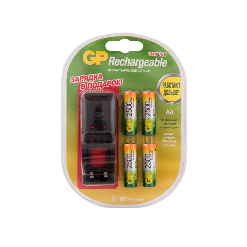 З/У для аккумуляторов GP PB330 Standard AA/AAA 2 слота +4AA 2500mAh (1/10)