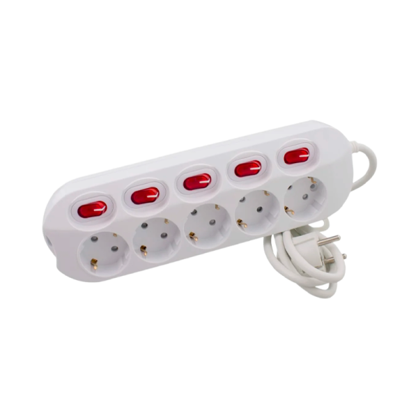 Удлинитель Старт S 5р.С/З 16A 1.5м с выкл. IP20 белый (1/20)