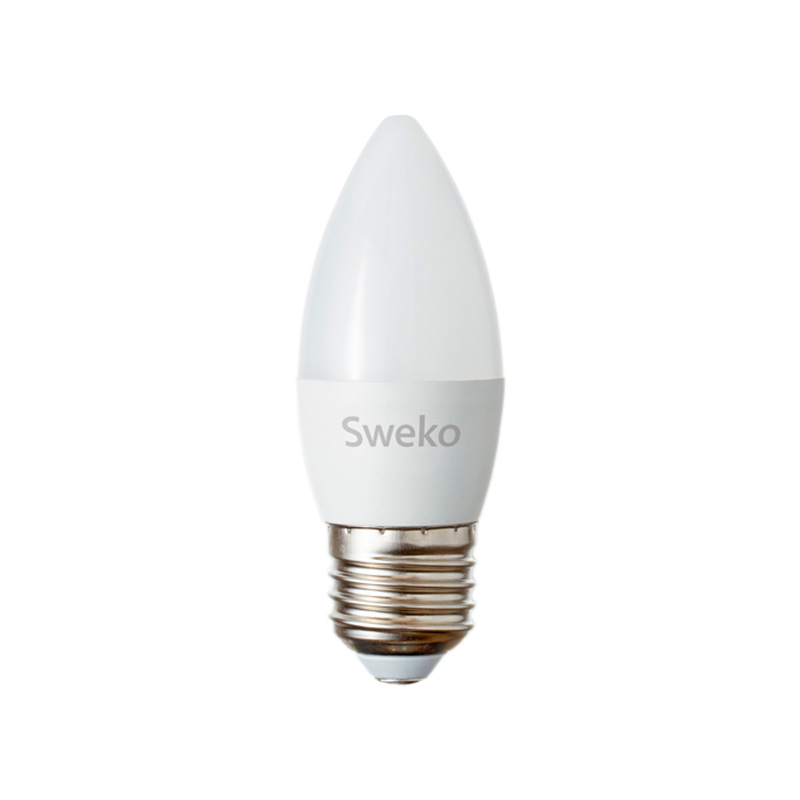 Лампа светодиодная Sweko C35 E27 7W 6500К 230V свеча (1/5/100)