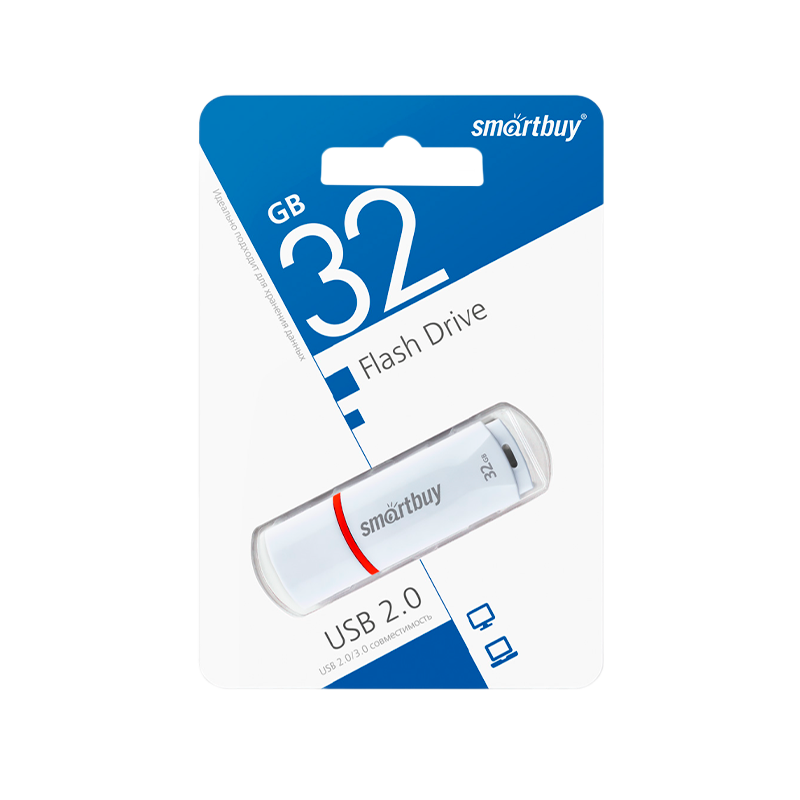 Флеш-накопитель Smartbuy Crown 32GB USB2.0 пластик белый