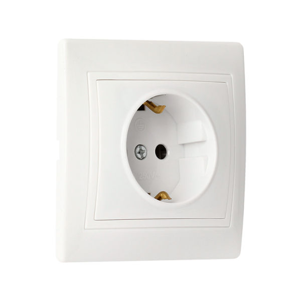 Розетка Smartbuy 1-местная с заземлением 16А белая "Венера"