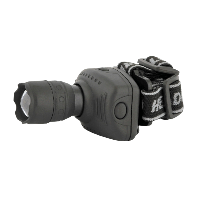 Фонарь налобный Ultraflash LED5354 1W 1LED от батареек ZOOM черный (1/10/100)