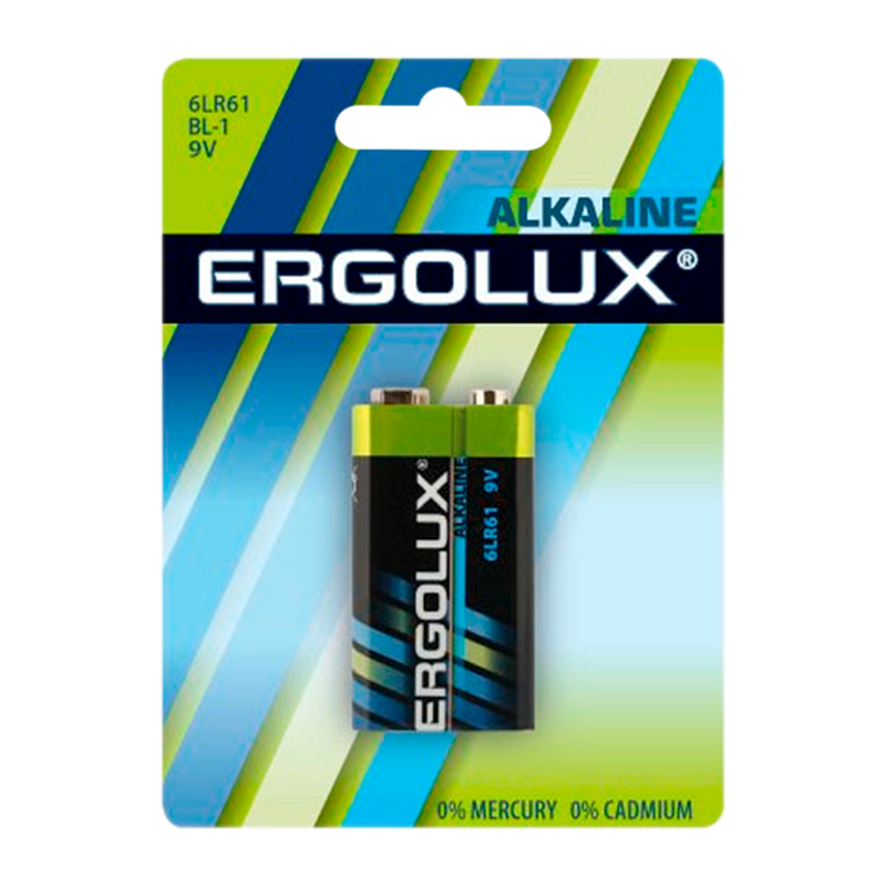 Батарейка Ergolux Крона 6LR61 BL1 Alkaline 9V (1/12/60)