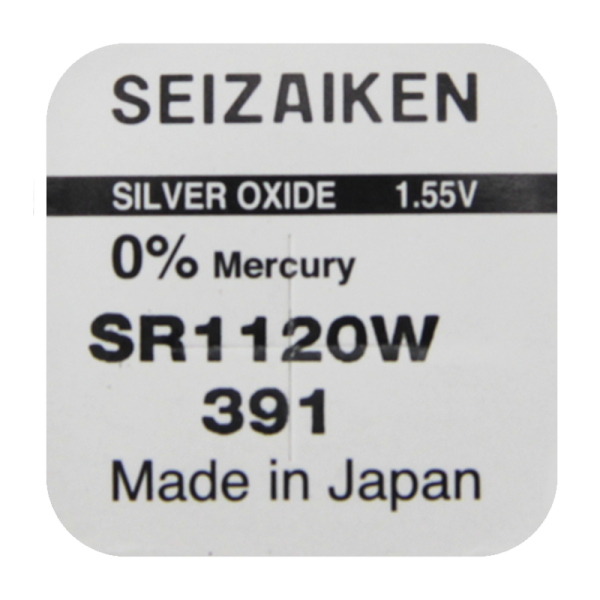 Батарейка SEIZAIKEN 391 (SR1120W) Silver Oxide 1.55V (1/10/100/1000)