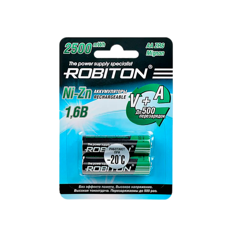 Аккумулятор ROBITON 2500NZAA-2 Ni-Zn AA 2500мВтч, 1500мАч BL2