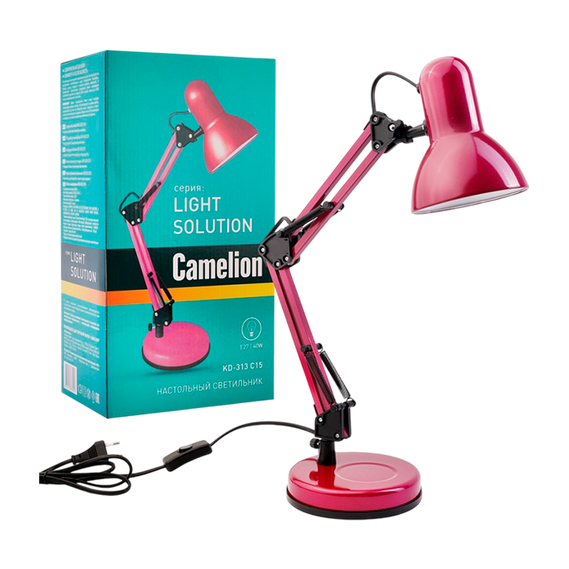 Светильник настольный Camelion KD-313 60W 230V E27 на основании пурпурный (1/6)