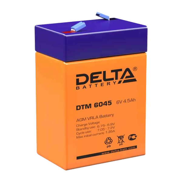 #Аккумулятор свинцово-кислотный Delta DTM 6045 6V 4.5Ah (1/20)