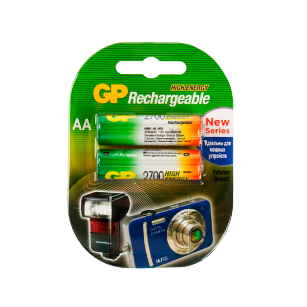 Аккумулятор бытовой GP HR6 AA BL2 NI-MH 2700mAh в пластиковой упаковке (2/20/200) R
