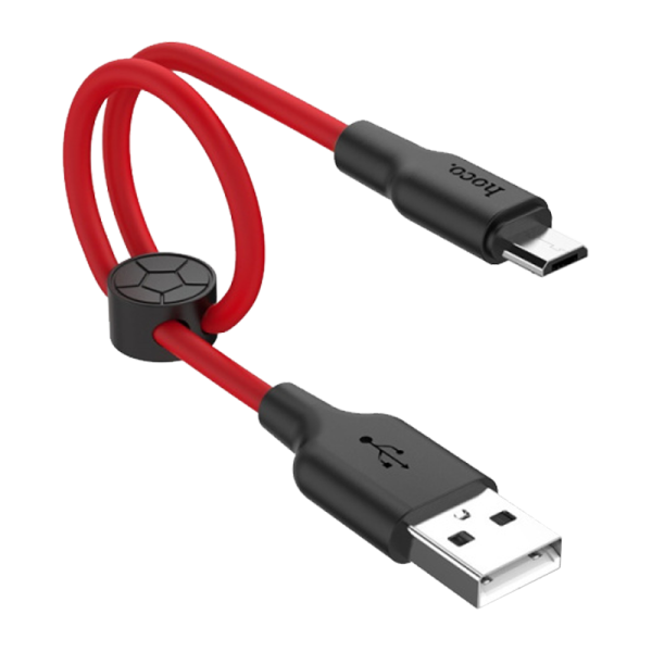 Кабель HOCO X21 Plus USB (m)-microUSB (m) 1.0м 2.4A силикон черный красный (1/28/168)