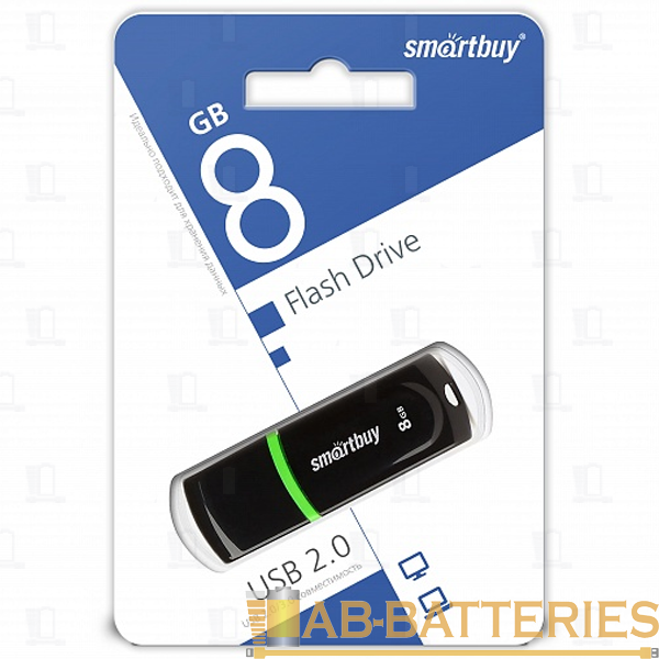 Флеш-накопитель Smartbuy Paean 8GB USB2.0 пластик черный