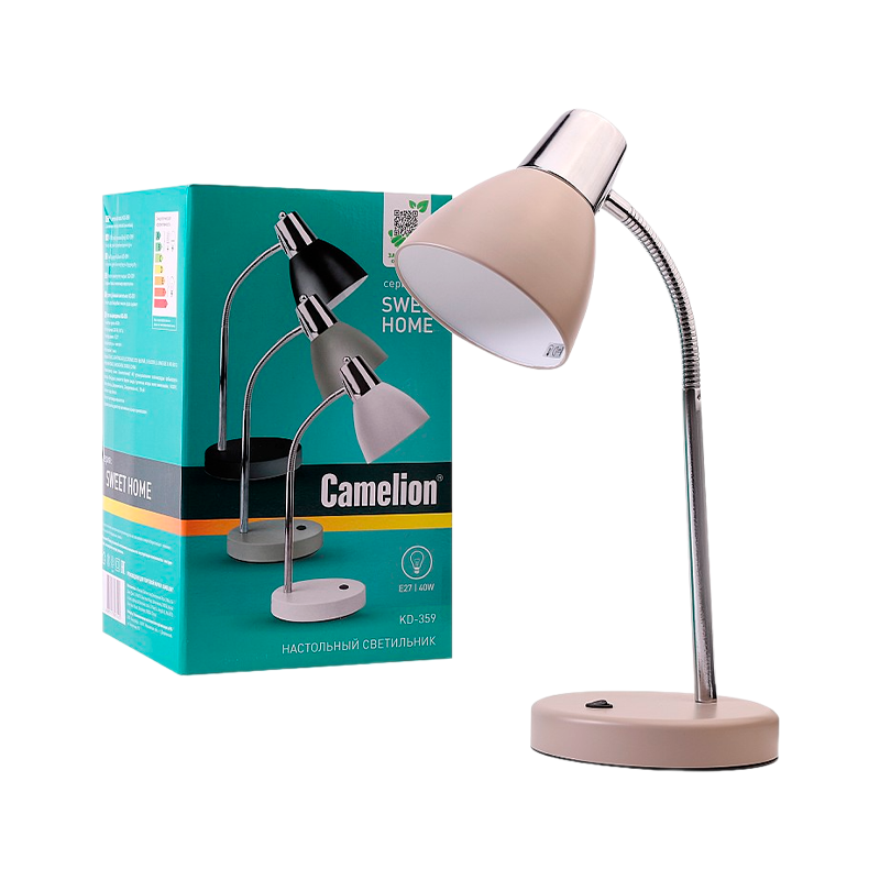 Светильник настольный Camelion KD-359 40W 230V E27 на основании тауп (1/12)