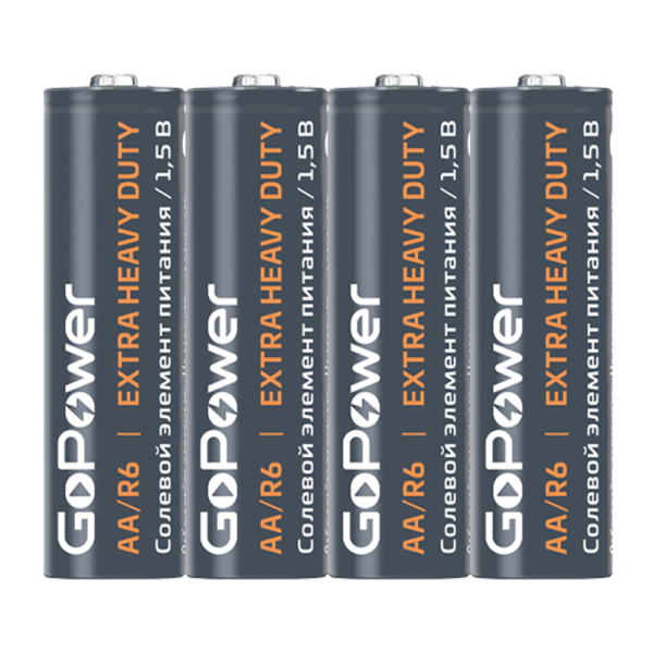 Батарейка GoPower R6 AA Shrink 4 Heavy Duty 1.5V (4/60/1200)