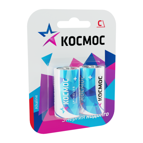 *Батарейка Космос MAX LR14 C BL2 Alkaline 1.5V (2/24/96) 