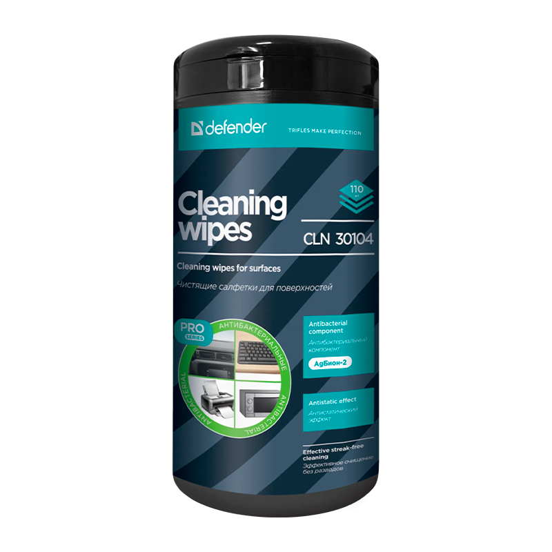 Салфетка Defender CLN30104 Pro для поверхностей антибакт. 110шт. туба (1/12)