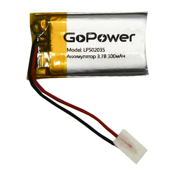 Аккумулятор Li-Pol GoPower LP502035 PK1 3.7V 300mAh с защитой (1/10/250)