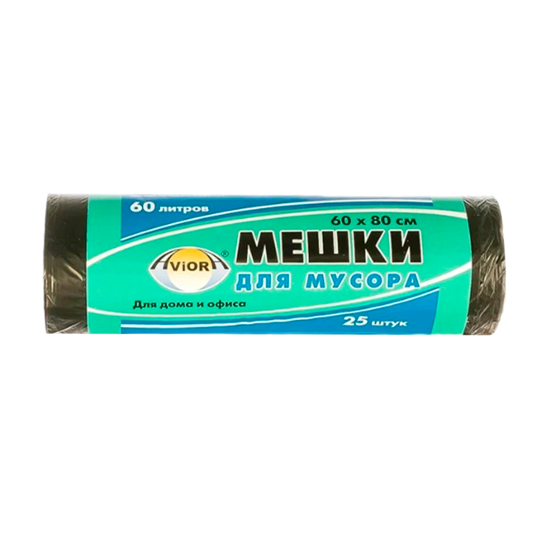 Мешок для мусора 60 х 80 см, AVIORA, 60 л, 25шт. в рулоне (1/40)