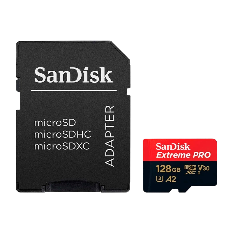 Карта памяти microSD SanDisk Extreme Pro 128GB UHS-I (U3) 170 МБ/сек V30 A2 с адаптером