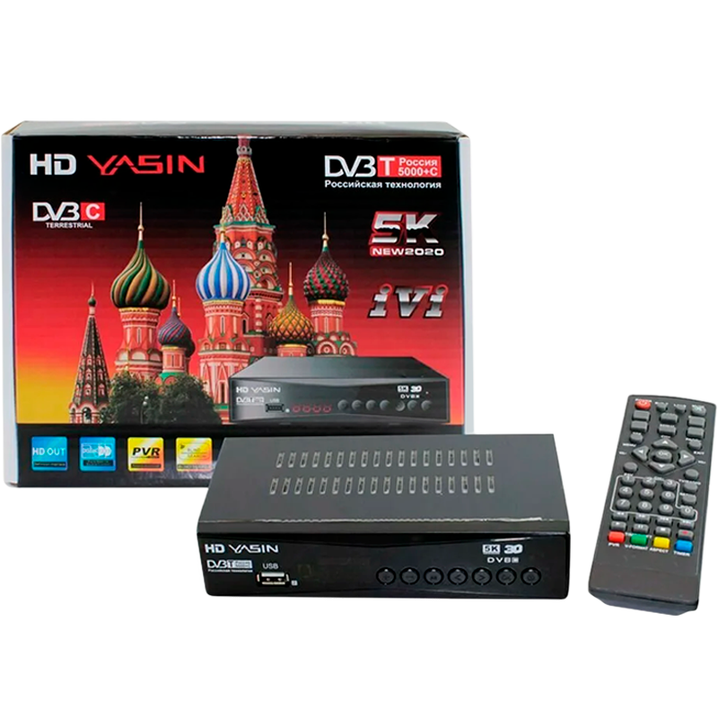 Приставка для цифрового ТВ YASIN T8000 DVB-T/T2 металл черный (1/60)