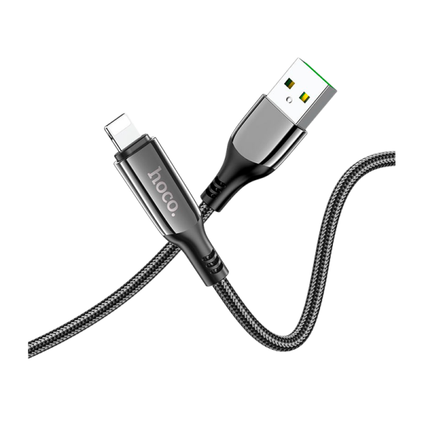 Кабель HOCO S51 Lightning (m)-Type-C (m) 1.2м 2.1A 20W нейлон дисплей черный (1/16/160)