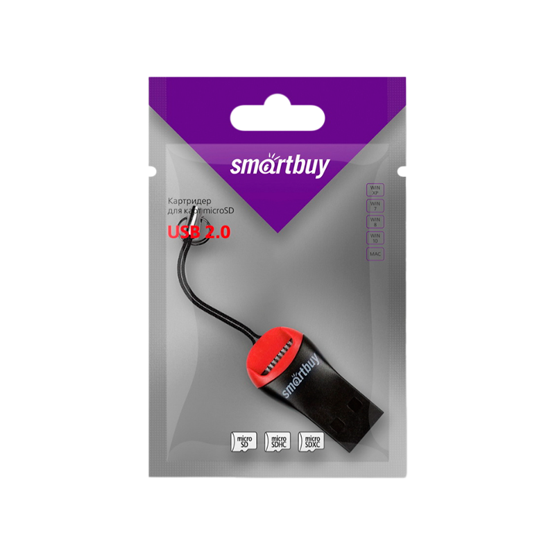 Картридер Smartbuy 711 USB2.0 microSD красный