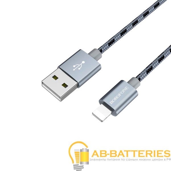 Кабель Borofone BX24 USB (m)-Lightning (m) 1.0м 2.4A нейлон серый (1/648)